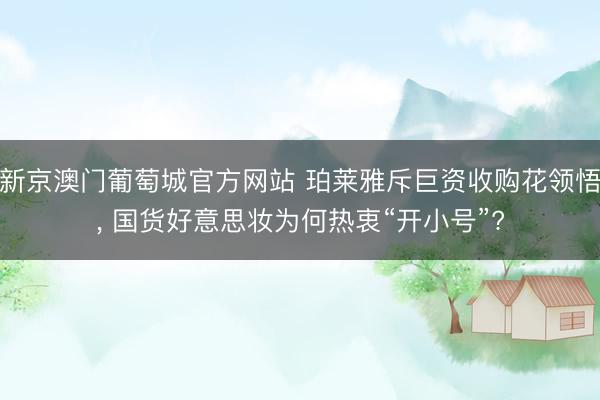 新京澳门葡萄城官方网站 珀莱雅斥巨资收购花领悟, 国货好意思妆为何热衷“开小号”?