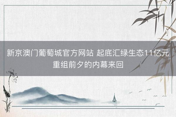 新京澳门葡萄城官方网站 起底汇绿生态11亿元重组前夕的内幕来回