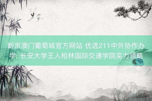 新京澳门葡萄城官方网站 优选211中外协作办学: 长安大学王人柏林国际交通学院实力领略
