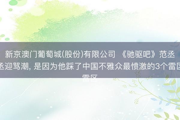 新京澳门葡萄城(股份)有限公司 《驰驱吧》范丞丞迎骂潮， 是因为他踩了中国不雅众最愤激的3个雷区