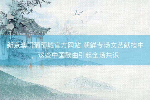 新京澳门葡萄城官方网站 朝鲜专场文艺献技中,这些中国歌曲引起全场共识