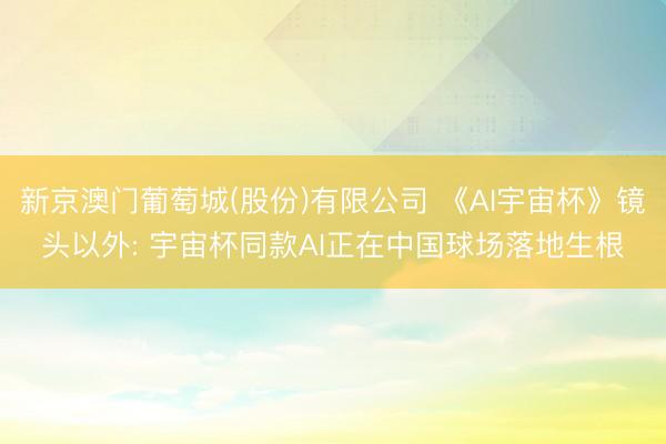 新京澳门葡萄城(股份)有限公司 《AI宇宙杯》镜头以外: 宇宙杯同款AI正在中国球场落地生根