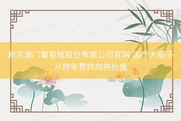 新京澳门葡萄城股份有限公司官网 国产大模子从拼免费转向拼价值