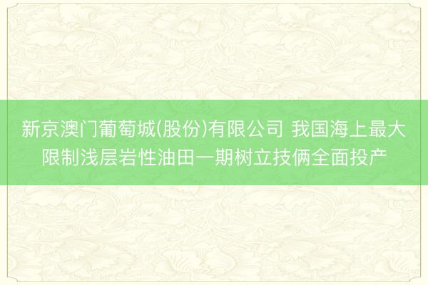 新京澳门葡萄城(股份)有限公司 我国海上最大限制浅层岩性油田一期树立技俩全面投产